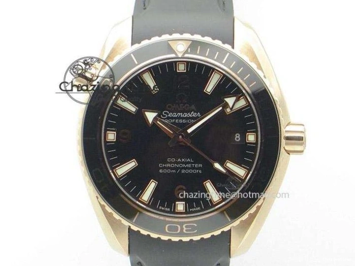 0305 Efficient Planet Ocean GMT 43.5mm RG V6F 1:1 Best Edition Black Dial On RG Bracelet A 8182